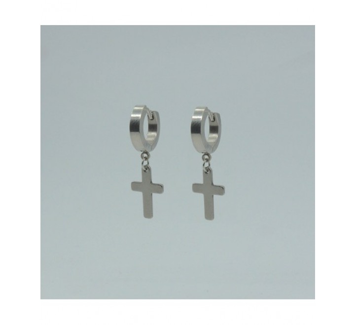 PENDIENTES IVOIRE ACERO AROS CON CRUZ LISA C2020908/B