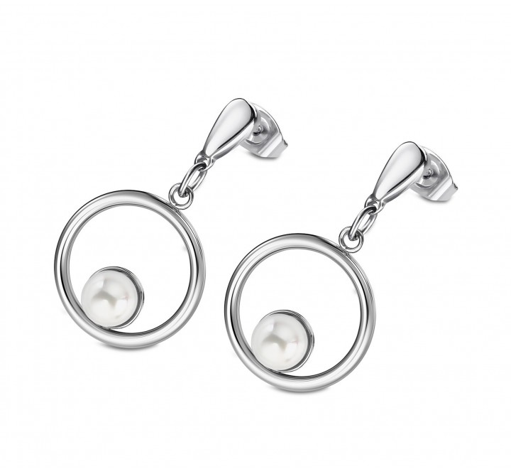 PENDIENTES LOTUS ACERO LARGO CON PERLAS LS2000/4/1