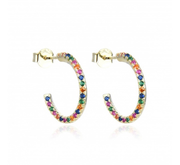 PENDIENTES PLATA DORADA 01273PEN AROS CIRCONITAS DE COLORES