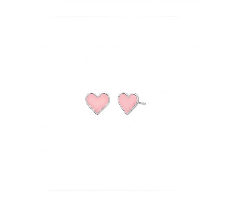 PENDIENTES MAREA PLATA CORAZON COLOR ROSA D02401/AE