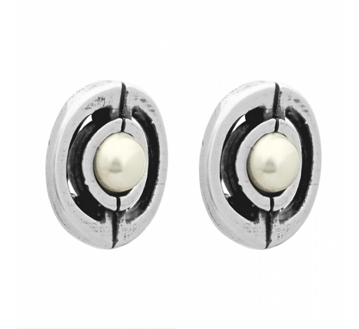 PENDIENTES CICLON ZAMAK REDONDO PERLA EN MEDIO 211602-40