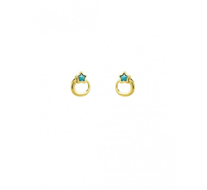 PENDIENTES CICLON DORADO REDONDO ESTRELLA VERDE 220615-12