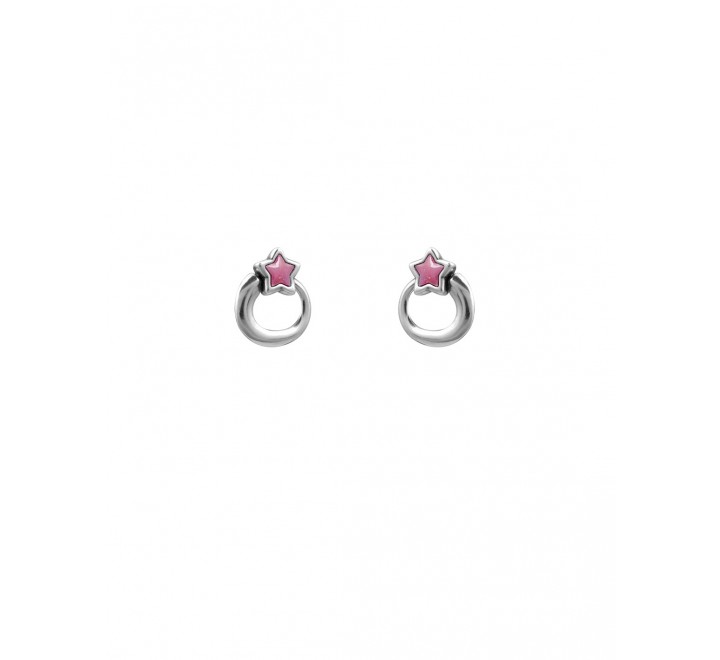 PENDIENTES CICLON REDONDO ESTRELLA ROSA ZAMAK 222601-09