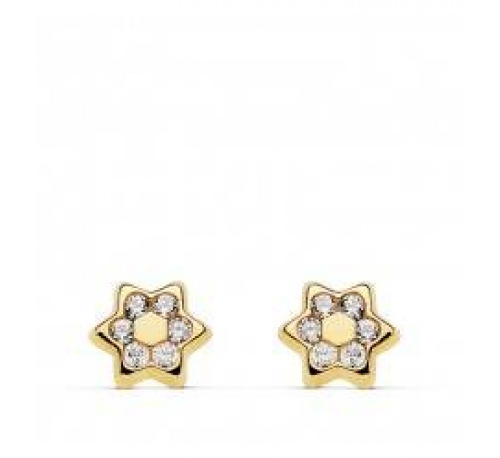 PENDIENTES ORO 18KTES FLOR 5MLM ESTELLA CIRCONITA 18847