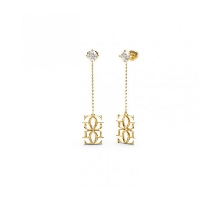 PENDIENTES GUESS ACERO DORADO LARGOS LOGO JUBE01477JWYGT-U