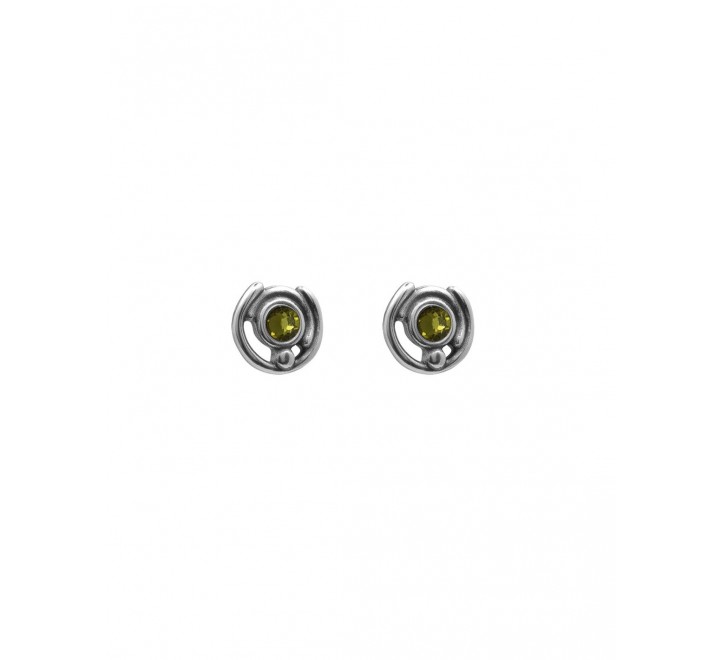 PENDIENTES CICLON REDONDO PIEDRA VERDE ZAMAK 223602-08