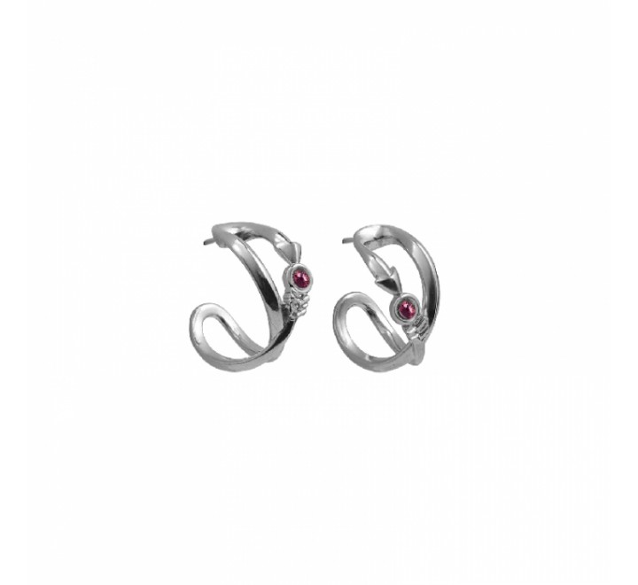 PENDIENTES CICLON ZAMAK ARO PIEDRA ROSA 213604-31