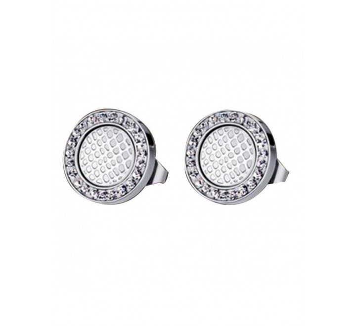 PENDIENTES LOTUS EN ACERO CON CIRCONITAS Y ESMALTELS1778/4/1