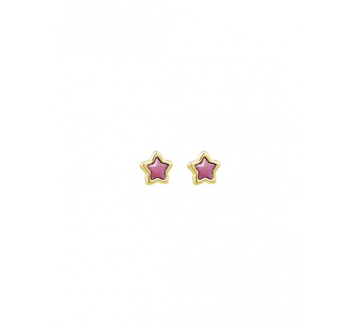 PENDIENTES CICLON DORADO ESTRELLA ROSA ZAMAK 220617-09