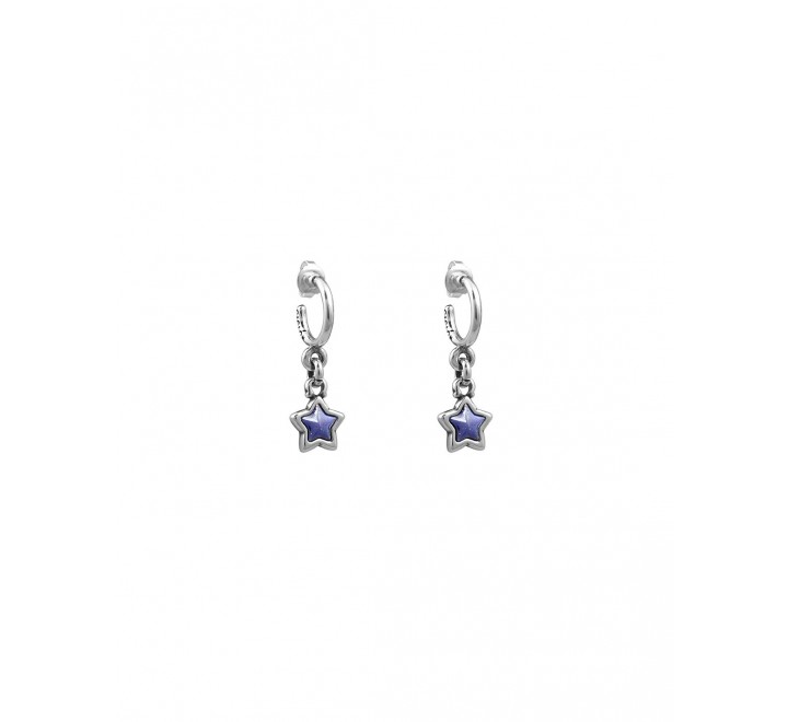 PENDIENTES CICLON ARO ESTRELLA AZUL COLGANDO 222607-07
