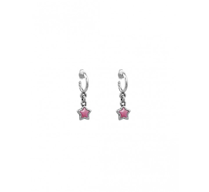 PENDIENTES CICLON ARO ESTRELLA ROSA COLGANDO 222607-09