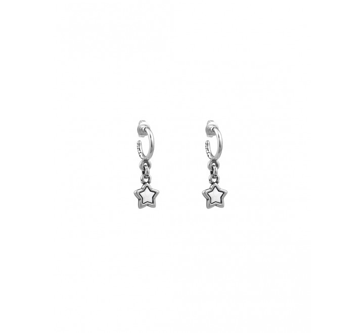 PENDIENTES CICLON ARO ESTRELLA BLANCA COLGANDO 222607-40