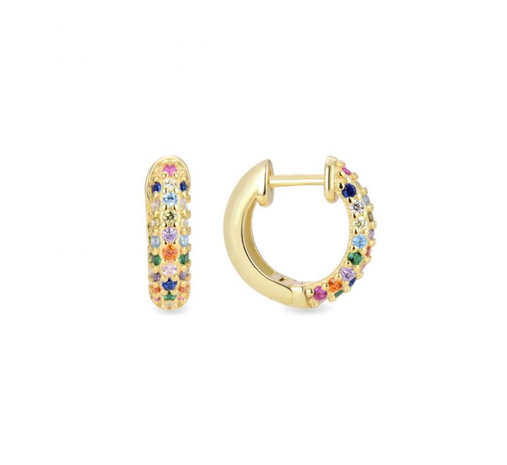 PENDIENTES LUXENTER PLATA DORADA AROS CIRCONITAS EH701Y2000