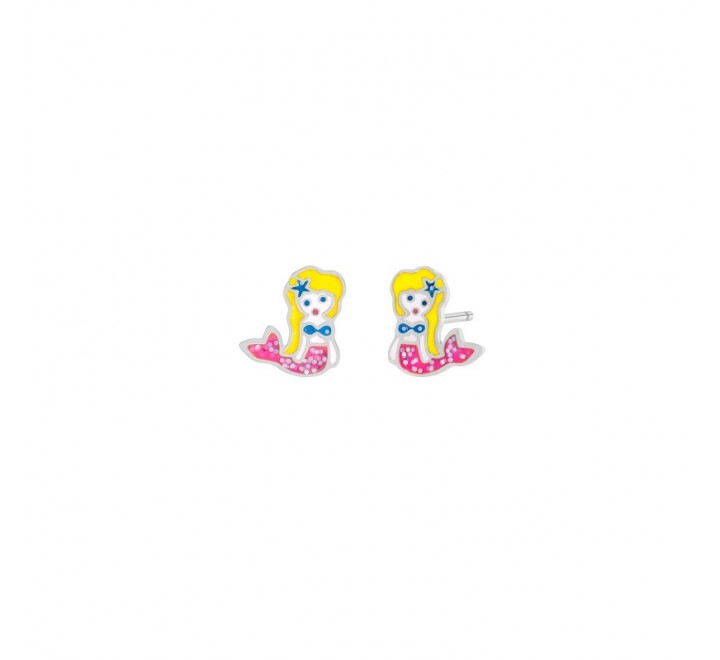 PENDIENTES MAREA PLATA SIRENA CON COLOR D02401/AW