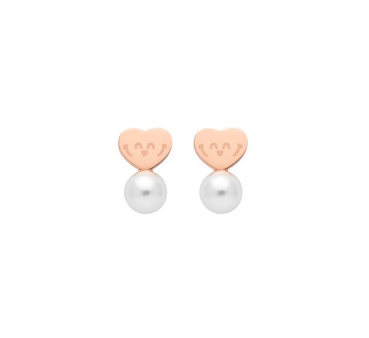 PENDIENTES MR WONDERFUL WJ10205 ACERO CHAPADO ROSADO PERLA