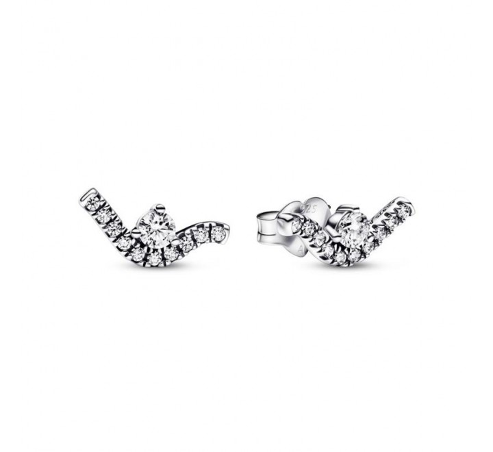PENDIENTES PANDORA PLATA BOTON OLAS CIRCONITAS 292544C01