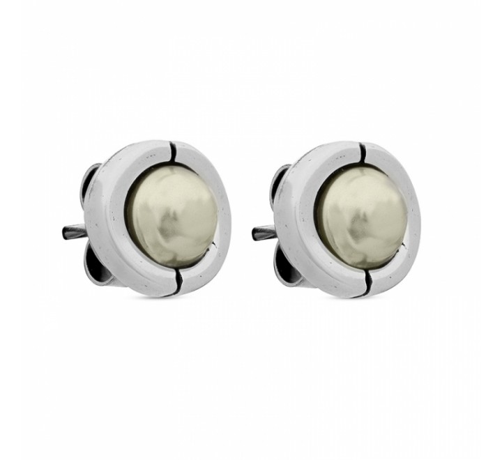 PENDIENTES CICLON ZAMAK REDONDO CON PERLA 211600-40