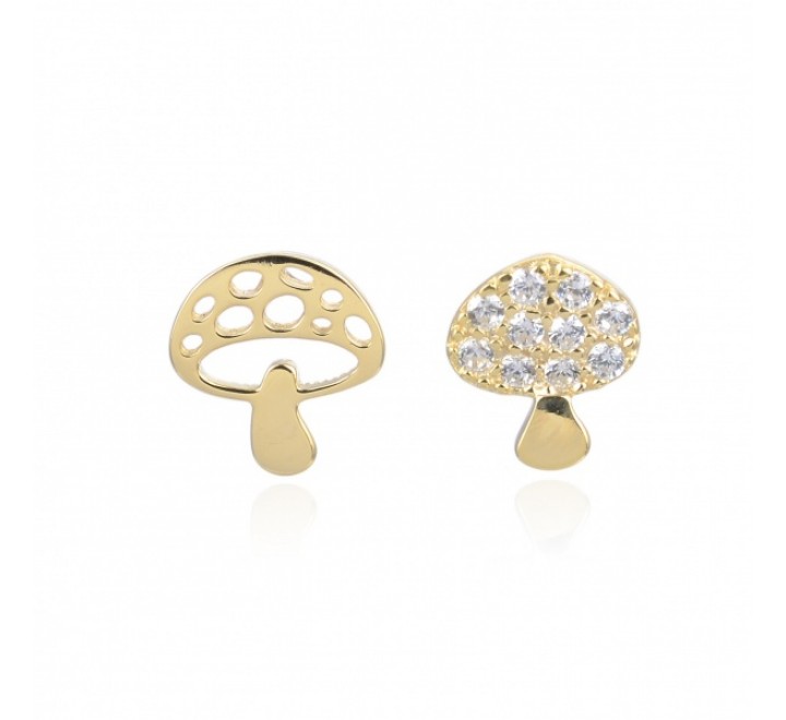 PENDIENTES PLATA DORADA PE7491S SETAS TUERCA SILICONA