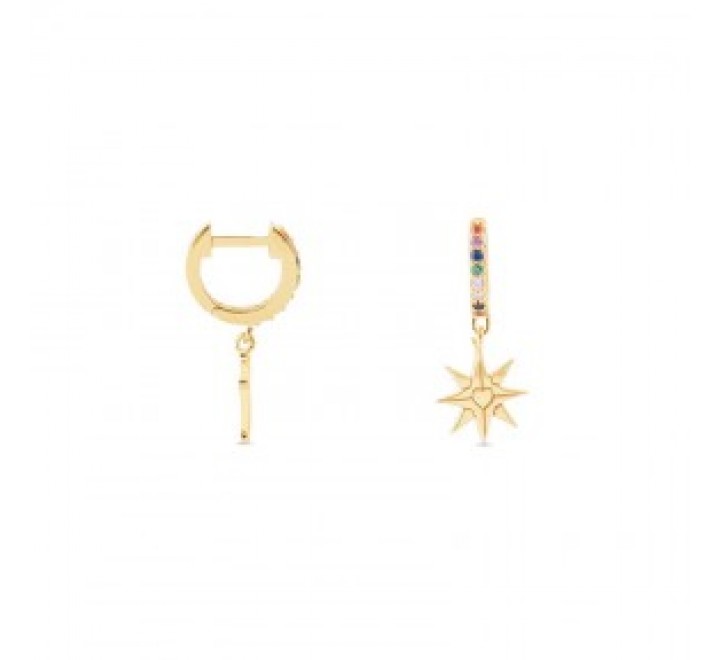 PENDIENTES LUXENTER PLATA DORADA AROS ESTRELLA EXA277Y0000