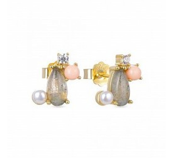 PENDIENTES LUXENTER PLATA DORADA PIEDRAS COLOR EXA352Y31200