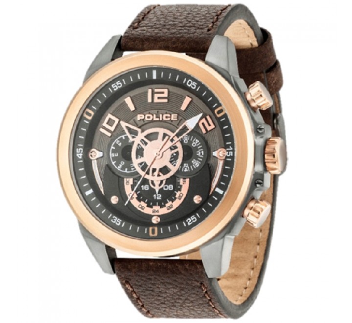 RELOJ POLICE CORREA PIEL MARRON CAJA BICOLOR R1451280008