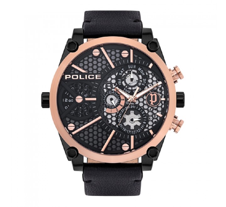 Reloj Police Vigor PL.15381JSBR 61 analogico para hombre con movimiento de cuarzo correa de piel y resistencia al agua de 50 metros