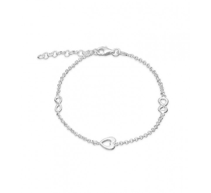 PULSERA PLATA DOS INFINITOS MAS CORAZON LINEA PU4457