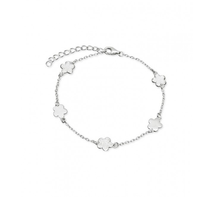 PULSERA PLATA CINCO FLORES DOS LISOS PU 4424