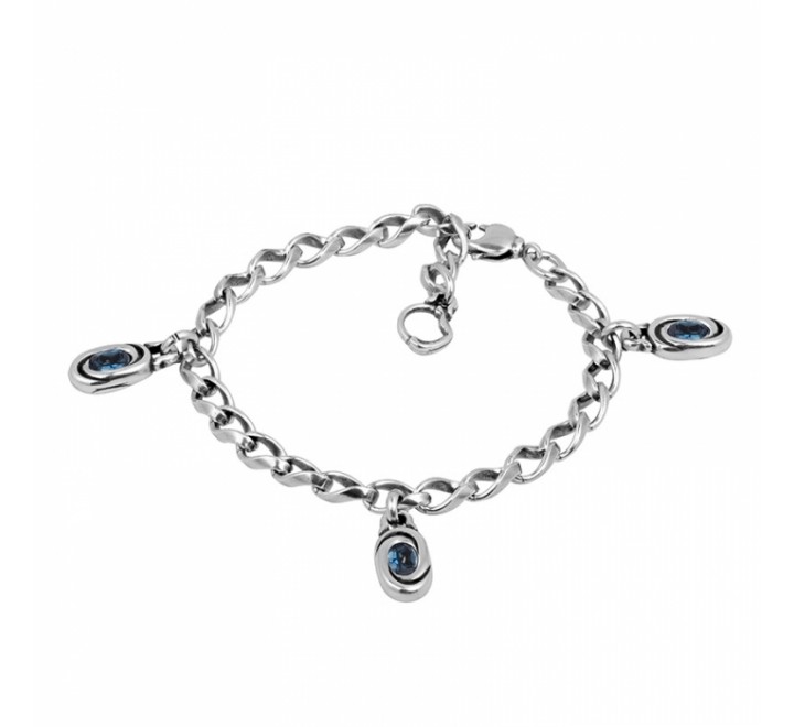 PULSERA CICLON ZAMAK COLGANTITOS PIEDRA AZUL EMO122-71-0