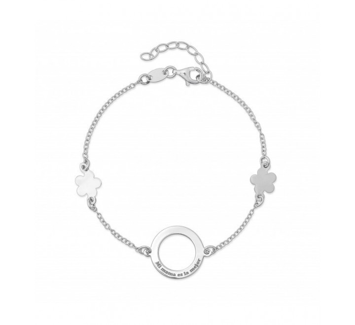 PULSERA PLATA ARO GRABADO CON DOS FLORES PU5093R