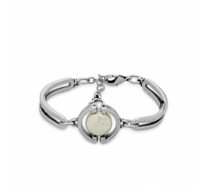 PULSERA CICLON ZAMAK SEMIRIGIDA CON PERLA 211100-40-0