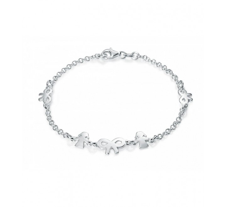 PULSERA PLATA CADENA TRES LAZOS Y DOS NIÑAS PU3661