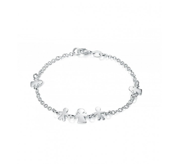 PULSERA PLATA CADENA CINCO NIÑOS Y NIÑAS PU3660