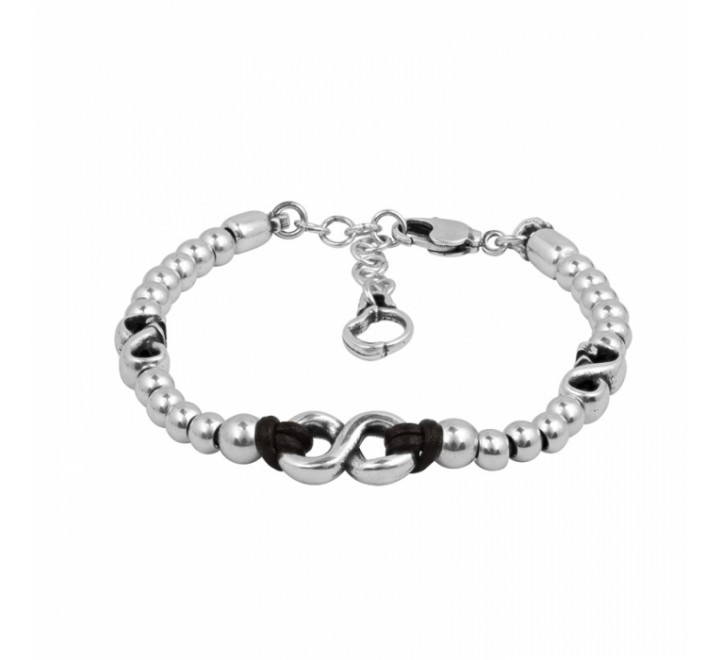 PULSERA CICLON ZAKAM BOLAS INFINITOS Y CUERO 213114