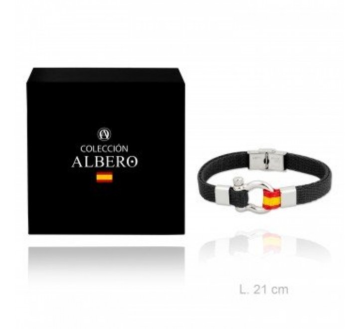 PULSERA ALBERO NEGRA 210937 ACERO CON BANDERA DE ESPAÑA