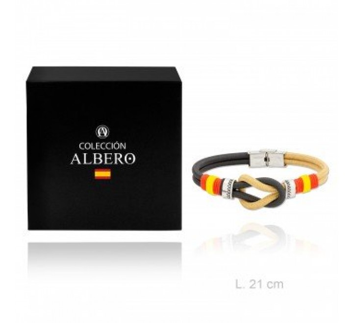 PULSERA ALBERO NUDO 210932 ACERO Y CUERDA EN MARRON Y NEGRO