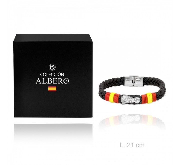 PULSERA ALBERO 210933 CUERDA NEGRO ACERO VIRGEN PILAR
