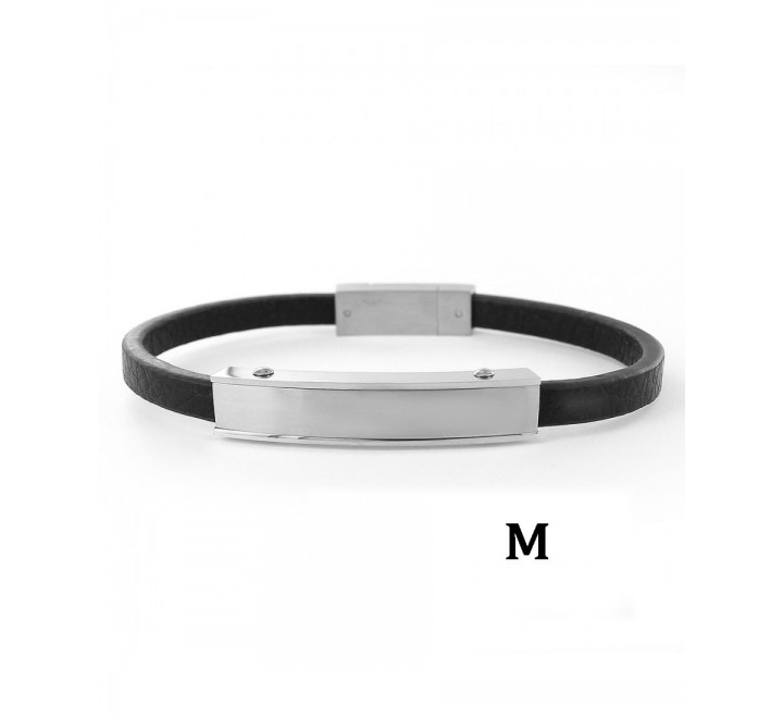 PULSERA PROMOJOYA 9104281 CUERO NEGRO Y ACERO BROCHE IMAN