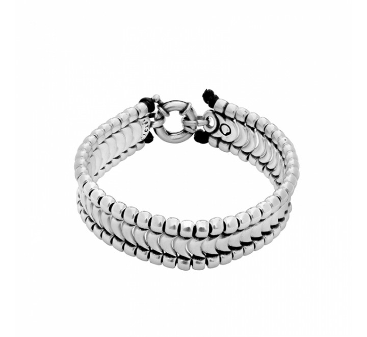 PULSERA CICLON ZAMAK CON CUERO ESCAMAS BRILLO WMN036-00-2
