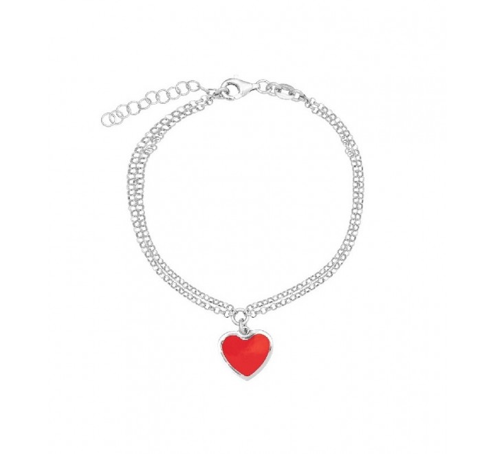 PULSERA PLATA DOBLE CORAZON CON ESMALTE PU5346R/13