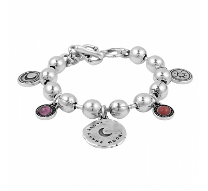 PULSERA CICLON ZAMAK BOLAS Y COLGANTES COLOR CORAL 212111-11-0