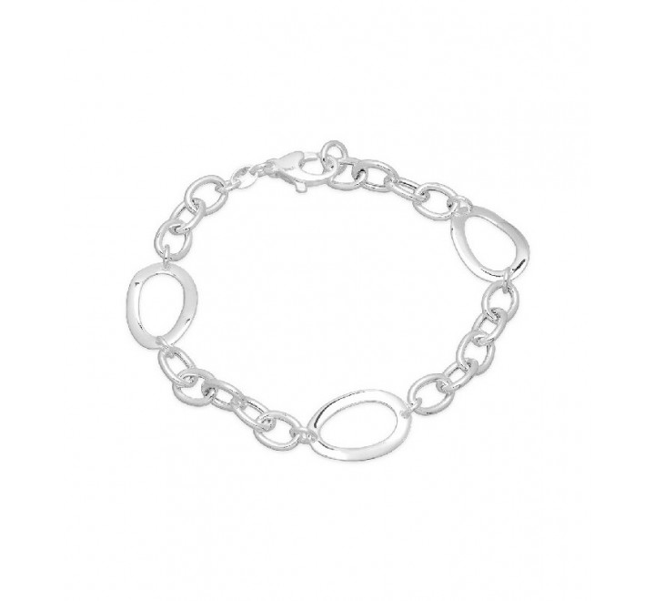 PULSERA PLATA ESLABONES OVAL TRES MAS GRANDES PU4826