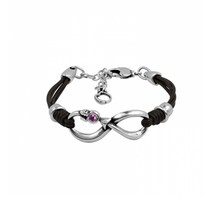 PULSERA CICLON ZAMAK Y CUERO MARRON INFINITO 213102-31-0