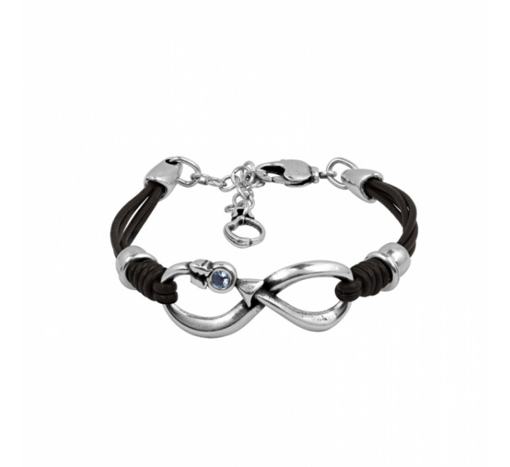 PULSERA CICLON ZAMAK CUERO MARRON INFINITO AZUL 213102-07-0
