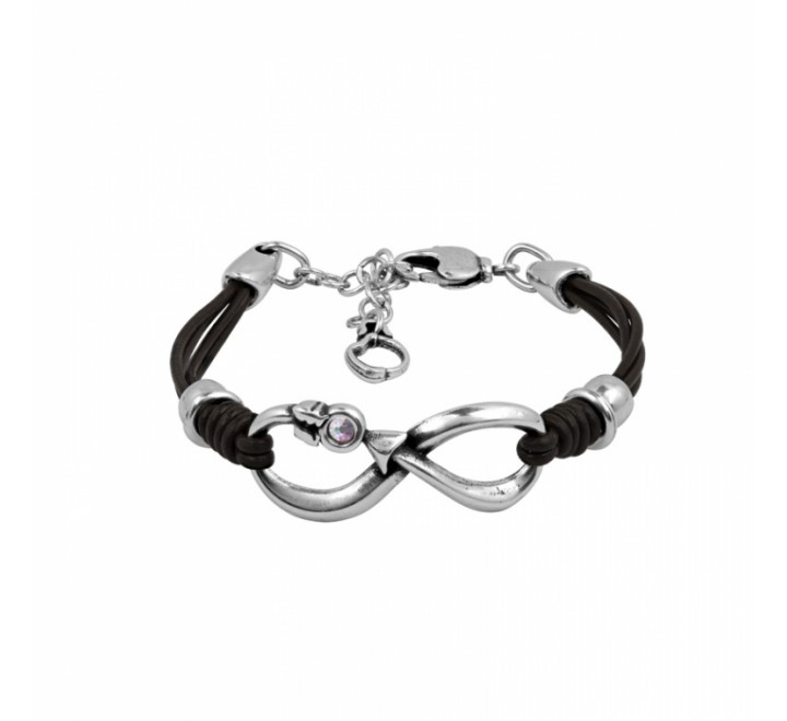 PULSERA CICLON ZAMAK Y CUERO MARRON INFINITO 213102-99-0