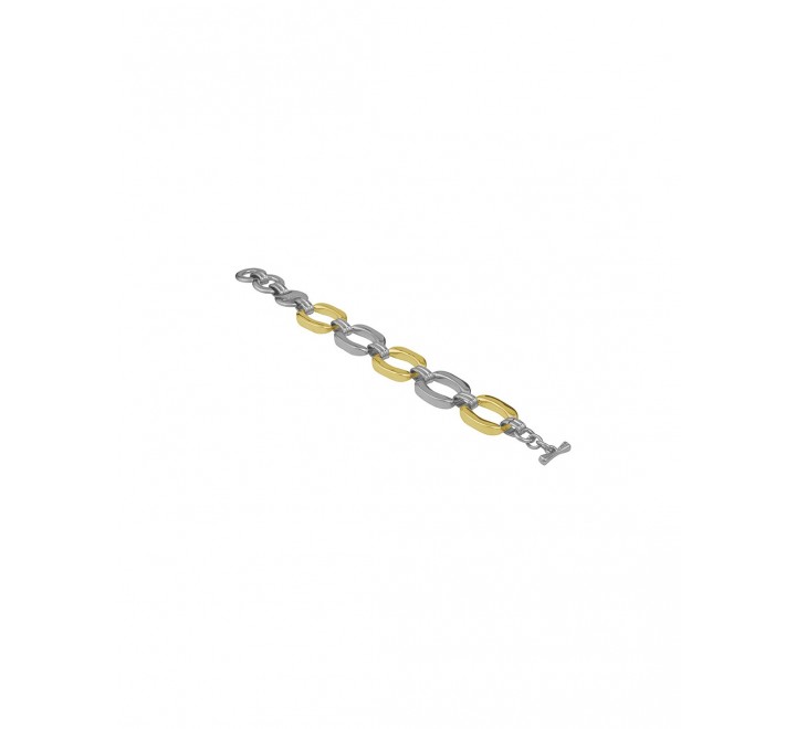 PULSERA CICLON BICOLOR ESLABON ANCHO ZAMAK 220121