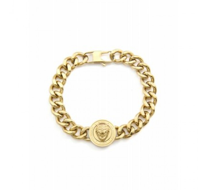 PULSERA GUESS ACERO DORADO ESLABON Y LEON JUMB01314JWYGS