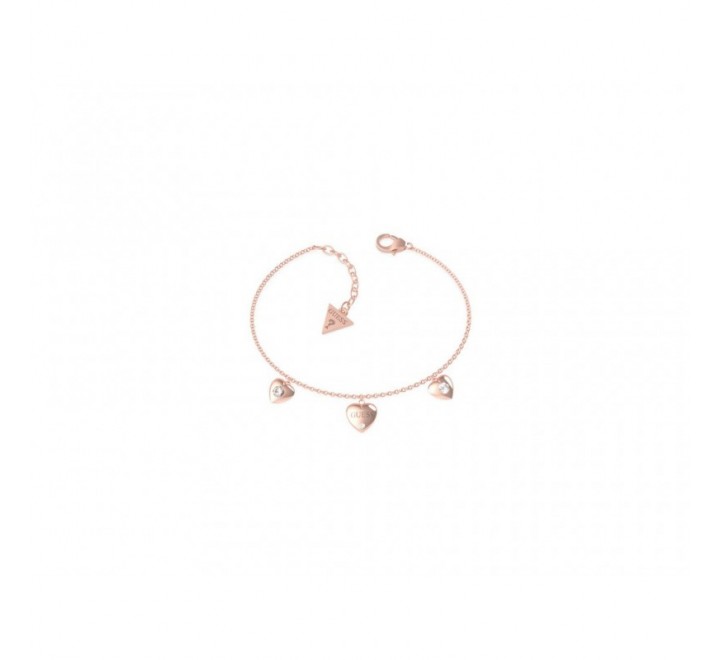 PULSERA GUESS UBB70039-S ACERO ROSADO CORAZONES CIRCONITAS