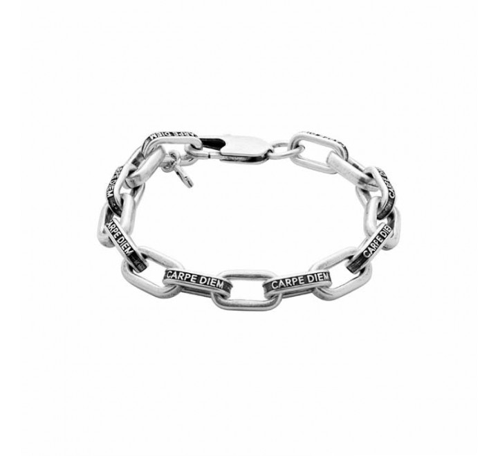 PULSERA CICLON ZAMAK ESLABONES CARPE DIEM MAN062