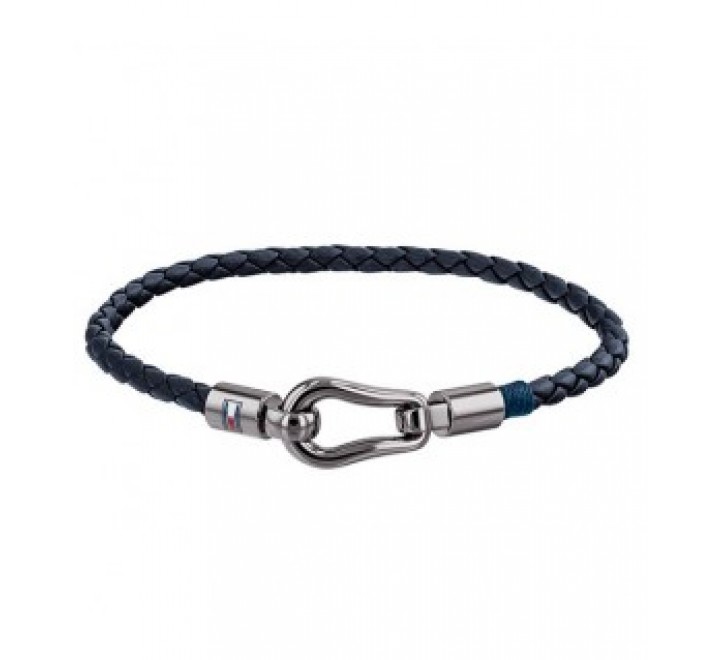 PULSERA TOMMY HILFIGER CUERO TRENZADO AZUL ACERO 2790073